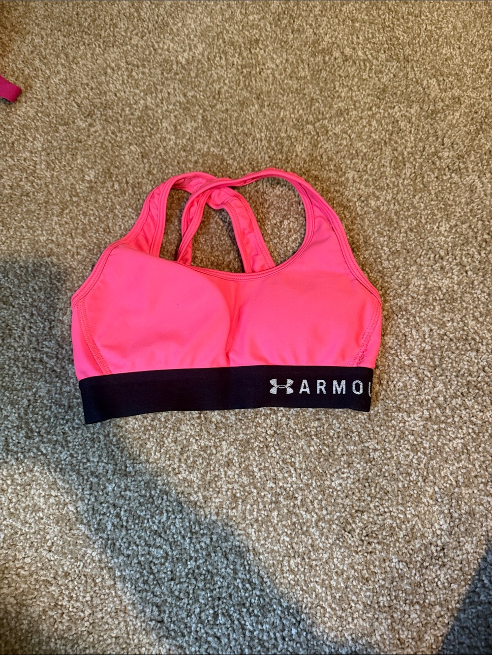 Under Armour Bright Pink Racerback Sports Bikini Top with Black Band